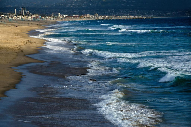 Laminated Manhattan Beach California Waves Photo Art Print Poster Dry Erase Wall Art 36x24