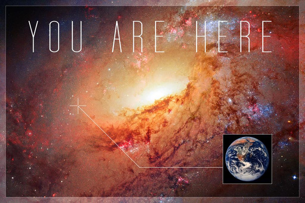 Laminated You Are Here Galaxy Landscape Funny Poster Dry Erase Wall Art 24x36