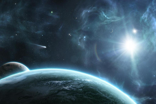 Laminated Beyond Space Exploration Art Print Poster Dry Erase Wall Art 36x24