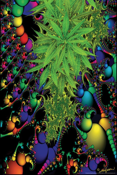 Laminated Marijuana Fractal Art Print Poster Dry Erase Sign 24x36