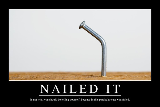 Laminated Nailed It Funny Demotivational Poster Dry Erase Sign 24x36