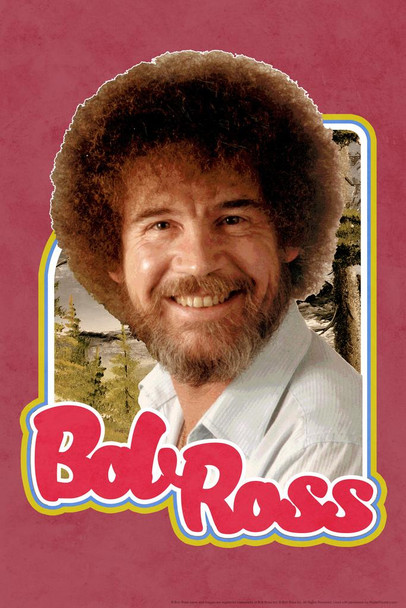 Laminated Bob Ross Retro Portrait Red Bob Ross Poster Bob Ross Collection Bob Art Painting Happy Accidents Motivational Poster Funny Bob Ross Afro and Beard Poster Dry Erase Wall Art 24x36