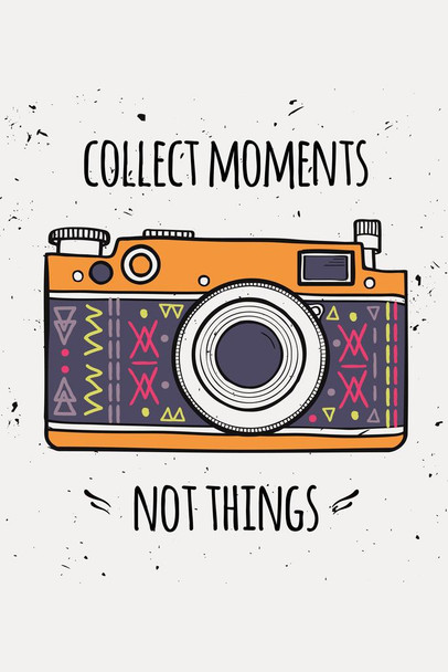 Laminated Collect Moments Not Things Retro Camera Poster Dry Erase Sign 24x36