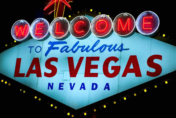 Laminated Welcome to Fabulous Las Vegas Iconic Photo Art Print Poster Dry Erase Wall Art 36x24