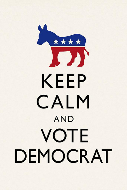 Laminated Keep Calm and Vote Democratic White Campaign Poster Dry Erase Sign 24x36