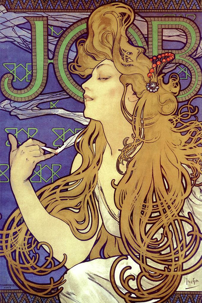 Laminated Alphonse Mucha Job Cigarette Paper Alphonse Mucha Art Nouveau Art Prints Mucha Print Art Nouveau Decor Vintage Advertisements Art Poster Ornamental Design Mucha Poster Dry Erase Sign 24x36