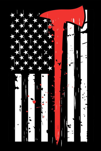 Laminated Thin Red Line Flag Firefighters Memorial American Usa Patriotic Posters American Flag Poster Of Flags For Wall American Eagle Wall Art Poster Dry Erase Wall Art 24x36