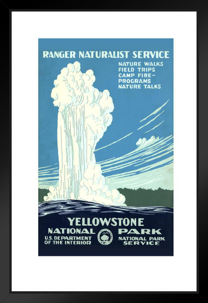 Yellowstone National Park Retro Vintage WPA Art Project Matted Framed Wall Art Print 20x26
