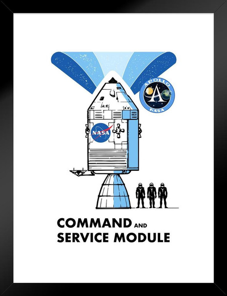 NASA Approved Apollo 11 Command and Service Module Retro Matted Framed Art Print Wall Decor 20x26 inch