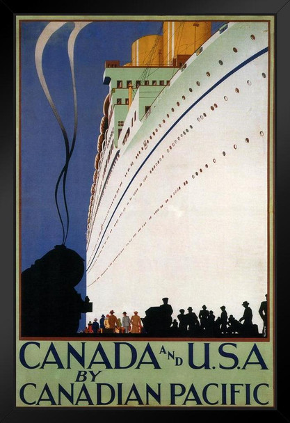 Canadian Pacific Canada and USA Cruise Ship Vintage Travel Black Wood Framed Poster 14x20