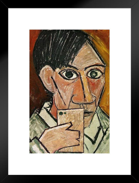 Pablo Picasso Selfie Portrait Painting Funny Fine Art Print Picasso Wall Art Cubism Expressionism Artwork Style Abstract Symbolist Oil Painting Canvas Matted Framed Art Wall Decor 20x26