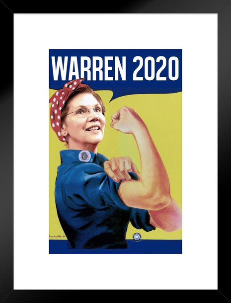 Elizabeth Warren 2020 Rosie the Riveter Campaign Matted Framed Art Print Wall Decor 20x26 inch