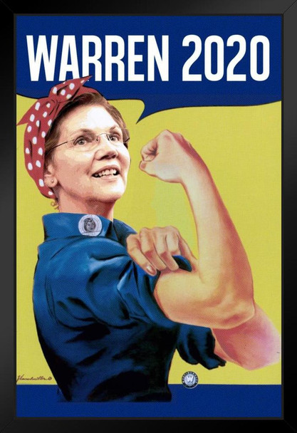 Elizabeth Warren 2020 Rosie the Riveter Campaign Black Wood Framed Poster 14x20
