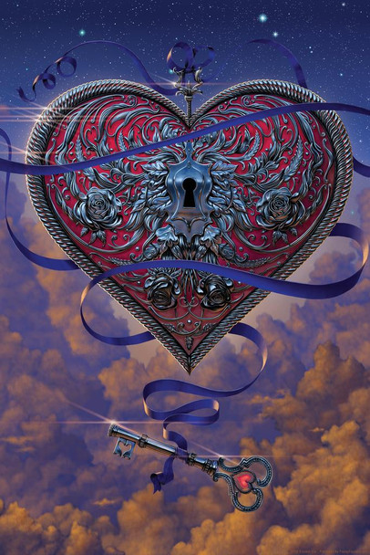 Heart and Key Timeless Love by Vincent Hie Fantasy Art Print Cool Huge Large Giant Poster Art 36x54