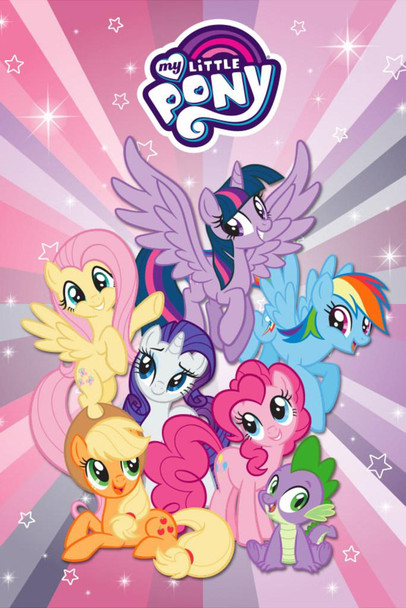 Laminated My Little Pony Group Cute Kids Room Animated Cartoon Series Poster Dry Erase Sign 24x36