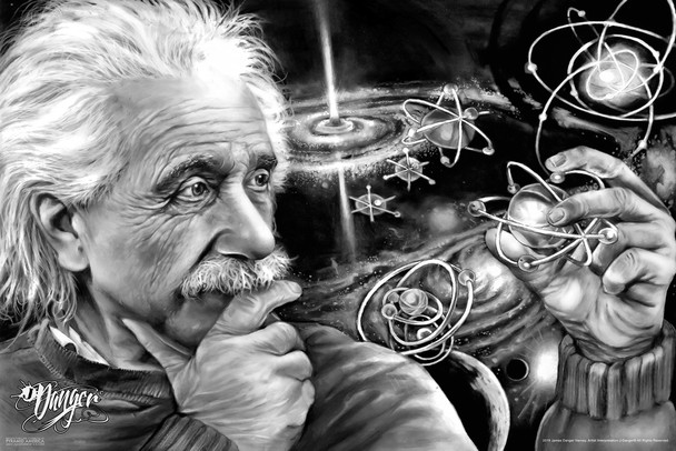 James Danger Quasar Star Black and White Albert Einstein Science Classroom Scientist Teacher Education Cool Wall Decor Art Print Poster 12x18