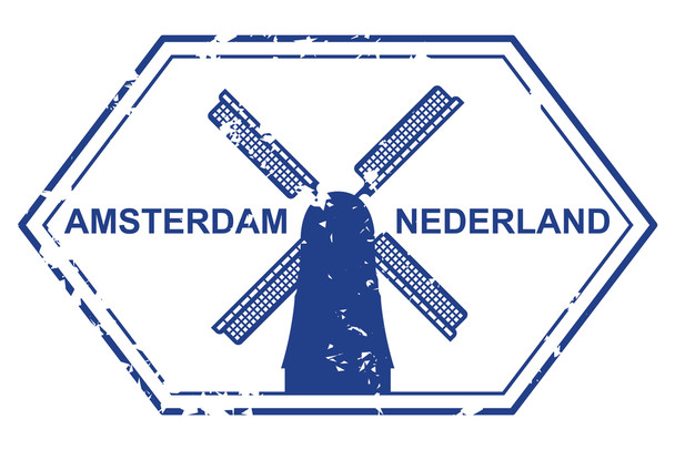 Amsterdam Netherland Passport Rubber Stamp Travel Cool Wall Decor Art Print Poster 12x18