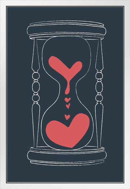 Forever Love Hourglass Romance Romantic Gift Valentines Day Decor White Wood Framed Art Poster 14x20