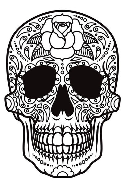 Day of the Dead Sugar Skull Icon Calavera Giant Coloring Poster For Kids or Adults Family Activity Creative Fun Children Cute Color Your Own Cool Huge Large Giant Poster Art 36x54