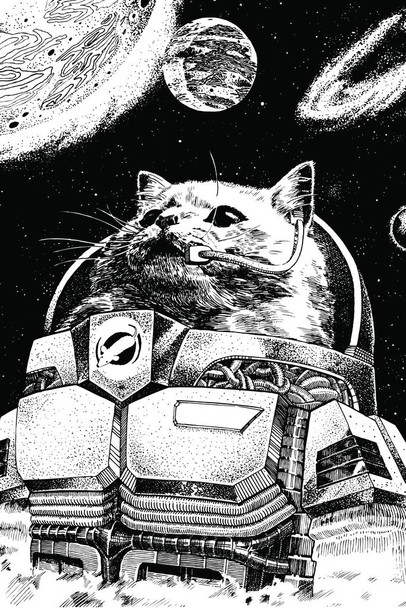 Cat Astronaut In Space Suit Coloring Poster For Kids Family Activity Creative Fun Children Cute Color Your Own Laminated Dry Erase Wall Poster 24x36