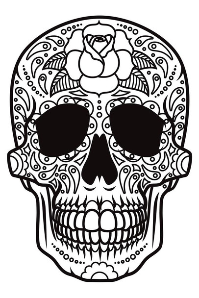 Day of the Dead Sugar Skull Icon Calavera Coloring Poster For Kids or Adults Family Activity Creative Fun Children Cute Color Your Own Laminated Dry Erase Wall Poster 24x36