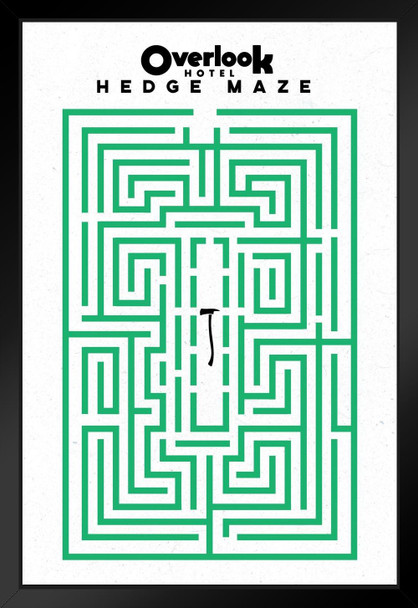 Overlook Hotel Hedge Maze Map Game Activity Retro Classic Horror Movie Jack Torrance Heres Johnny Black Wood Framed Art Poster 14x20