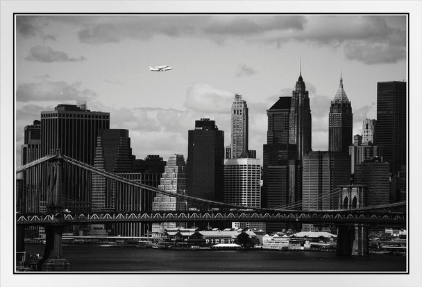 Space Shuttle Enterprise Flying Over New York NYC Photo Photograph White Wood Framed Poster 20x14