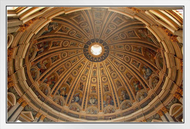 Looking at Dome St Peters Basilica in Rome Italy Photo Photograph White Wood Framed Poster 20x14