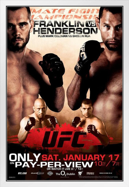 Official UFC 93 Rich Franklin vs Dan Henderson Sports White Wood Framed Poster 14x20