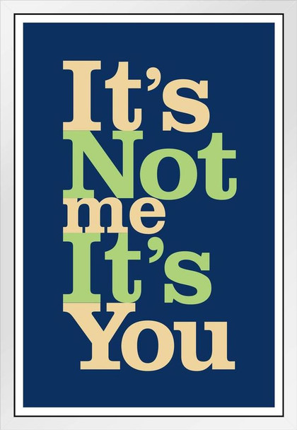 Its Not Me Its You Blue White Wood Framed Poster 14x20
