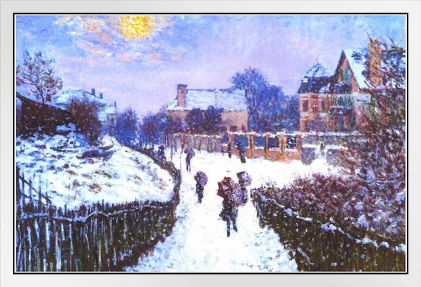 Claude Monet Boulevard Saint Denis Argenteuil in Winter Impressionist Art Posters Claude Monet Prints Nature Landscape Painting Claude Monet Canvas Wall French White Wood Framed Art Poster 20x14