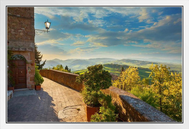 Landscape in Tuscany View From The Walls of Pienza Italy Photo Photograph White Wood Framed Poster 20x14