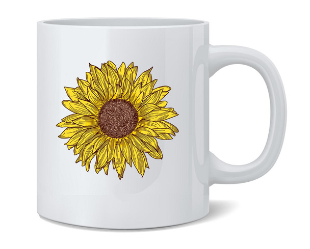 Sunflower Cute Retro Vintage Style Hippie Boho Ceramic Coffee Mug Tea Cup Fun Novelty Gift 12 oz