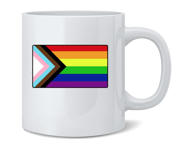 Pride Flag Black Brown LGBTQIA Pride Rainbow Flag Ceramic Coffee Mug Tea Cup Fun Novelty Gift 12 oz