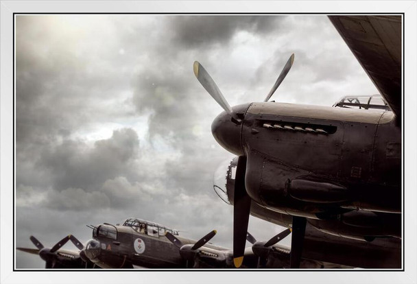 Avro Lancaster British WWII Bomber Aircraft Photo Photograph Airplane Fighter Jet White Wood Framed Art Poster 20x14