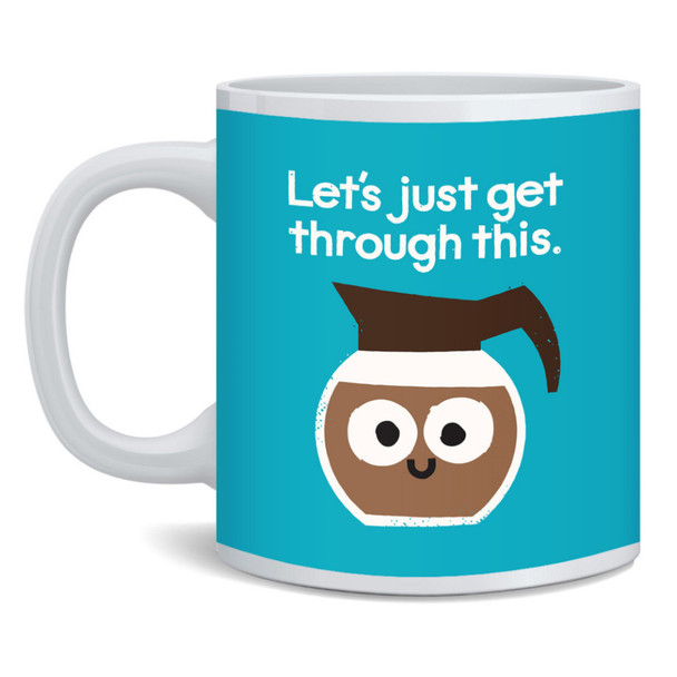 Coffee Pot Lets Just Get Through This David Olenick Grounds For Determination Funny Food Pun Cartoon Cute Ceramic Coffee Mug Tea Cup Fun Novelty Gift 12 oz