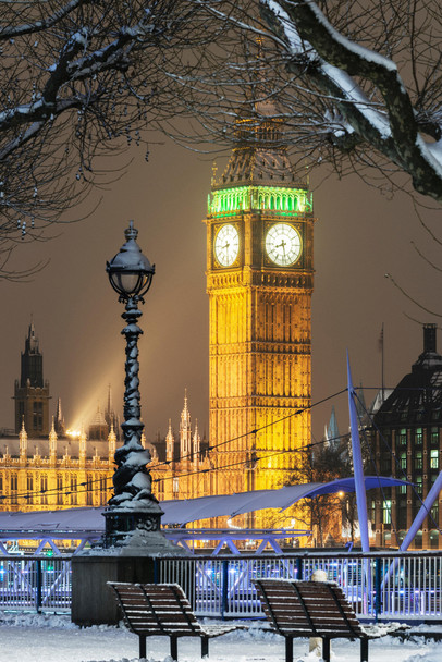 Big Ben in Snow at Christmas London England UK Photo Photograph Cool Wall Decor Art Print Poster 12x18