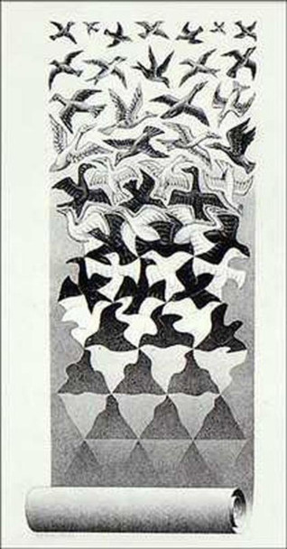 M.C. Escher Liberation Cool Wall Decor Art Print Poster 13.5x29.5