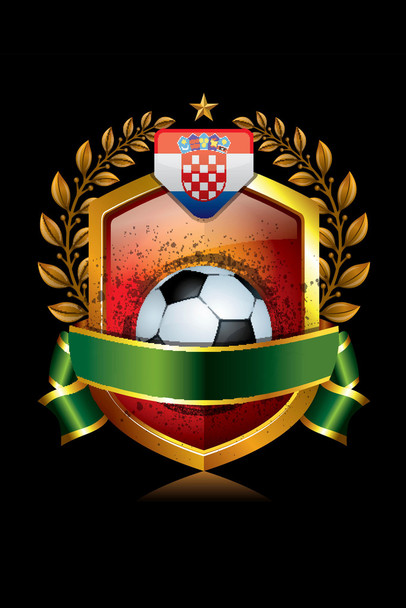 Croatia Soccer Icon with Laurel Wreath Sports Cool Wall Decor Art Print Poster 12x18