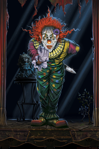 Surprise Evil Clown by Vincent Hie Fantasy Art Horror Spooky Scary Halloween Decorations Cool Wall Decor Art Print Poster 12x18