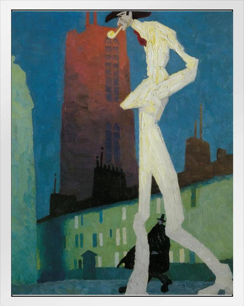 Lyonel Feininger The White Man 1907 Expressionist Style Painting White Wood Framed Poster 14x20