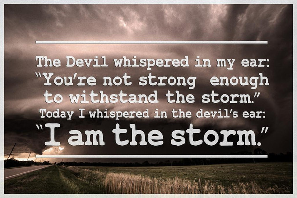 I Am The Storm Quote Motivational Inspirational  Perseverance Determination Perseverance Strength Resilience Dedication Hustle Grind Ambition Motivational Cool Wall Art Print Poster 36x24