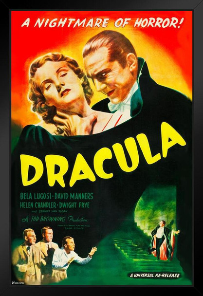 Dracula 1931 Bela Lugosi Nightmare Of Horror Retro Vintage Horror Movie Poster Horror Movie Merchandise Monster Memorabilia Spooky Scary Halloween Decorations Stand or Hang Wood Frame Display 9x13