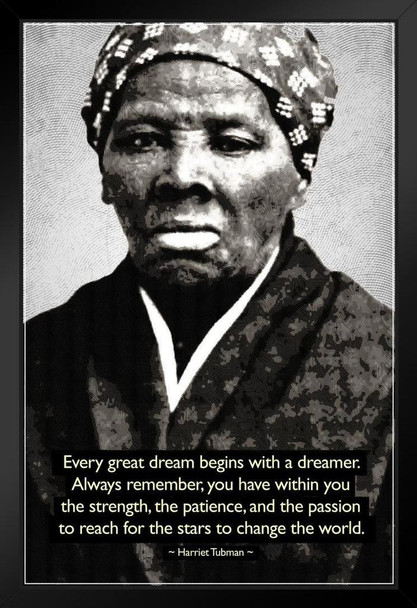 Harriet Tubman Change The World Quote Face Photo Motivational Inspirational Teamwork Inspire Quotation Gratitude Positivity Support Motivate Sign Good Vibes Stand or Hang Wood Frame Display 9x13