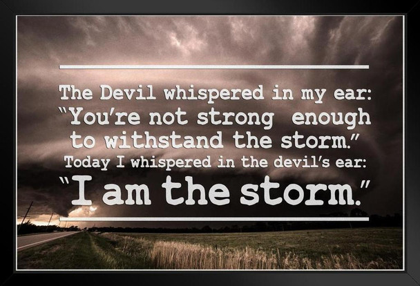 I Am The Storm Quote Motivational Inspirational  Perseverance Determination Perseverance Strength Resilience Dedication Hustle Grind Ambition Motivational Picture Modern Wood Frame Display 13x9