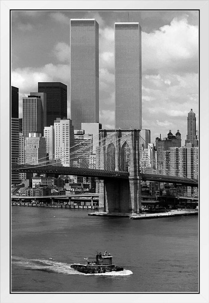 World Trade Center New York City 1976 Photo Photograph White Wood Framed Poster 14x20
