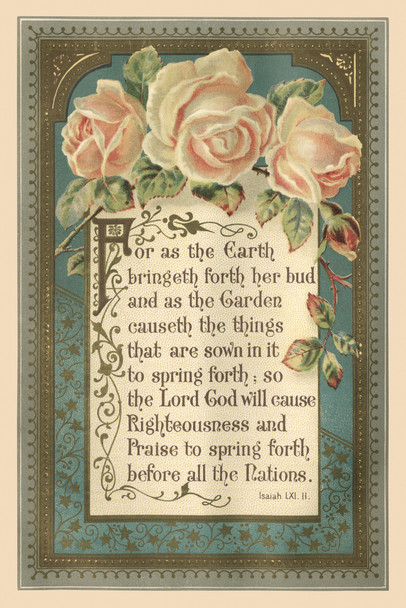 Isaiah 61 11 Illustrated Victorian Bible Quotation Cool Wall Decor Art Print Poster 12x18