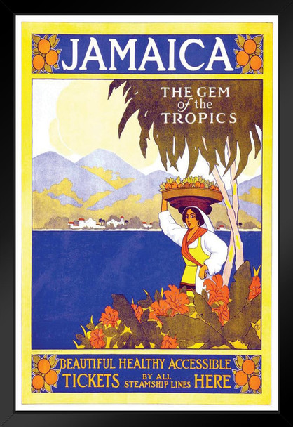 Jamaica The Gem of the Tropics Vintage Travel Matted Framed Art Print Wall Decor 20x26 inch