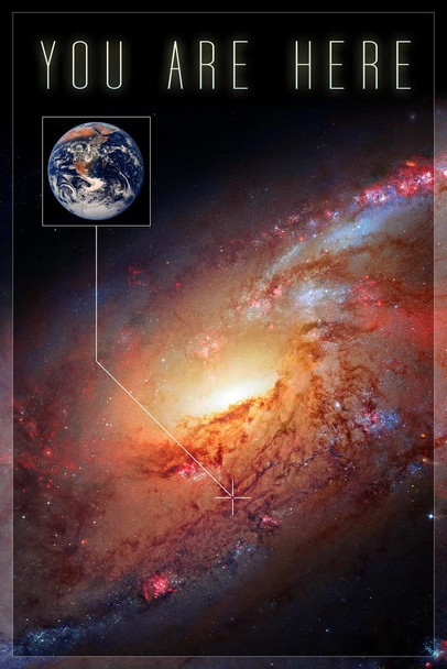 Laminated You Are Here Poster Map Milky Way Galaxy Outer Space Universe Chart Solar System Hubble Astronomy Science Decorations Poster Dry Erase Wall Art 12x18