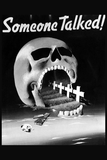 Someone Talked Skull World War II Propaganda Poster Protect Our Troops Military Death Motivational Thick Paper Sign Print Picture 8x12
